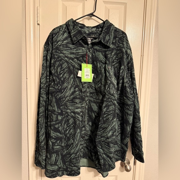 Houston White Corduroy Shirt 3xl Heavyweight Button-Up Green Long Sleeve NWT - Picture 1 of 9